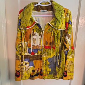 Vintage Michael Leu Wearable Art Full-Zip Mock Neck Jacket - Women's Size Small